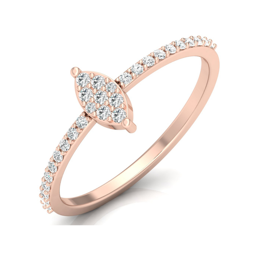 Round Cut Minimalist Eco-Friendly Lab Diamond Accent Ring In 18K Solid Gold Perfect Gift For Her