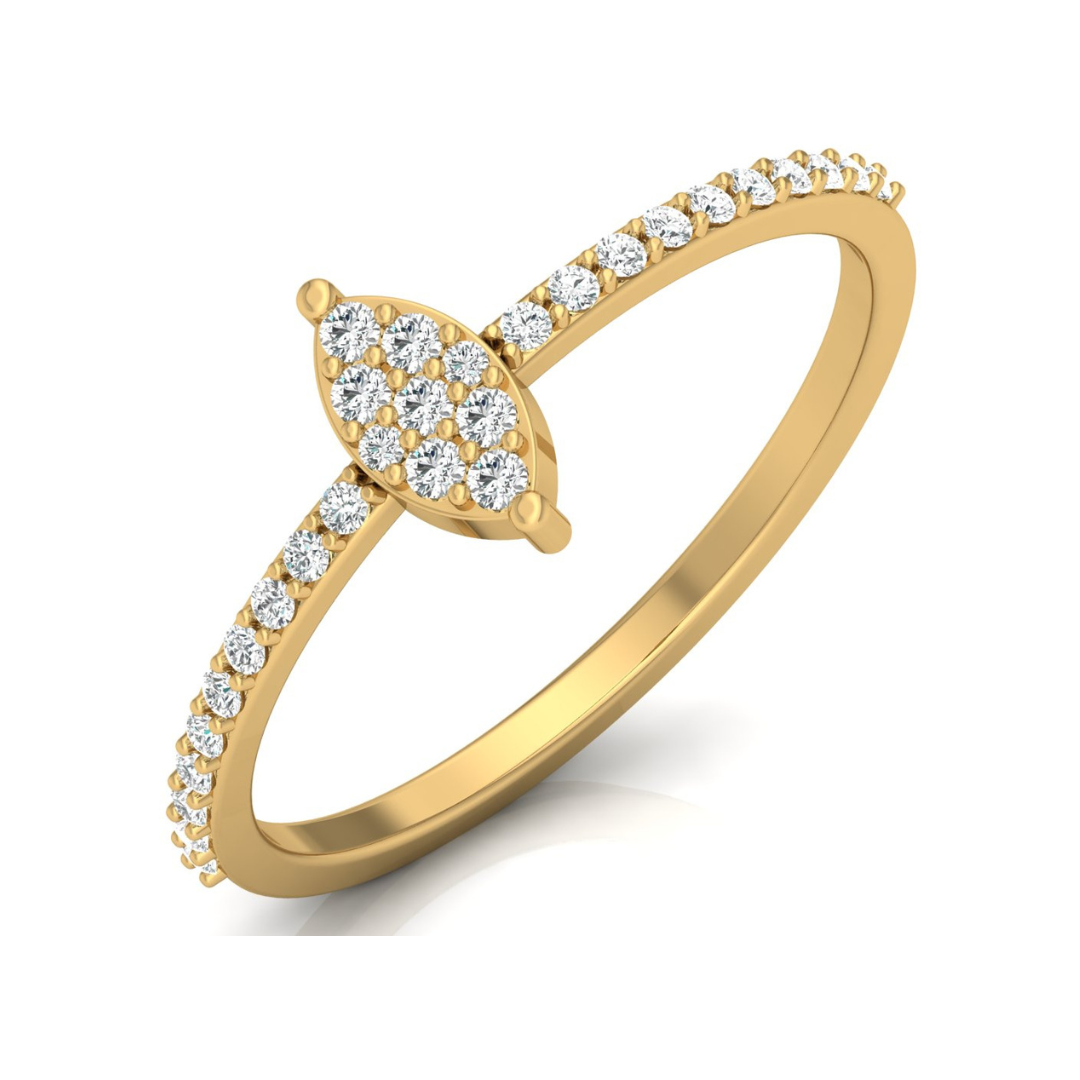 Round Cut Minimalist Eco-Friendly Lab Diamond Accent Ring In 18K Solid Gold Perfect Gift For Her