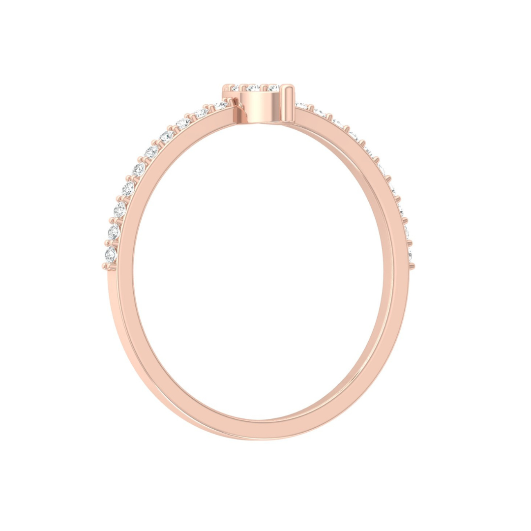 Round Cut Minimalist Eco-Friendly Lab Diamond Accent Ring In 18K Solid Gold Perfect Gift For Her