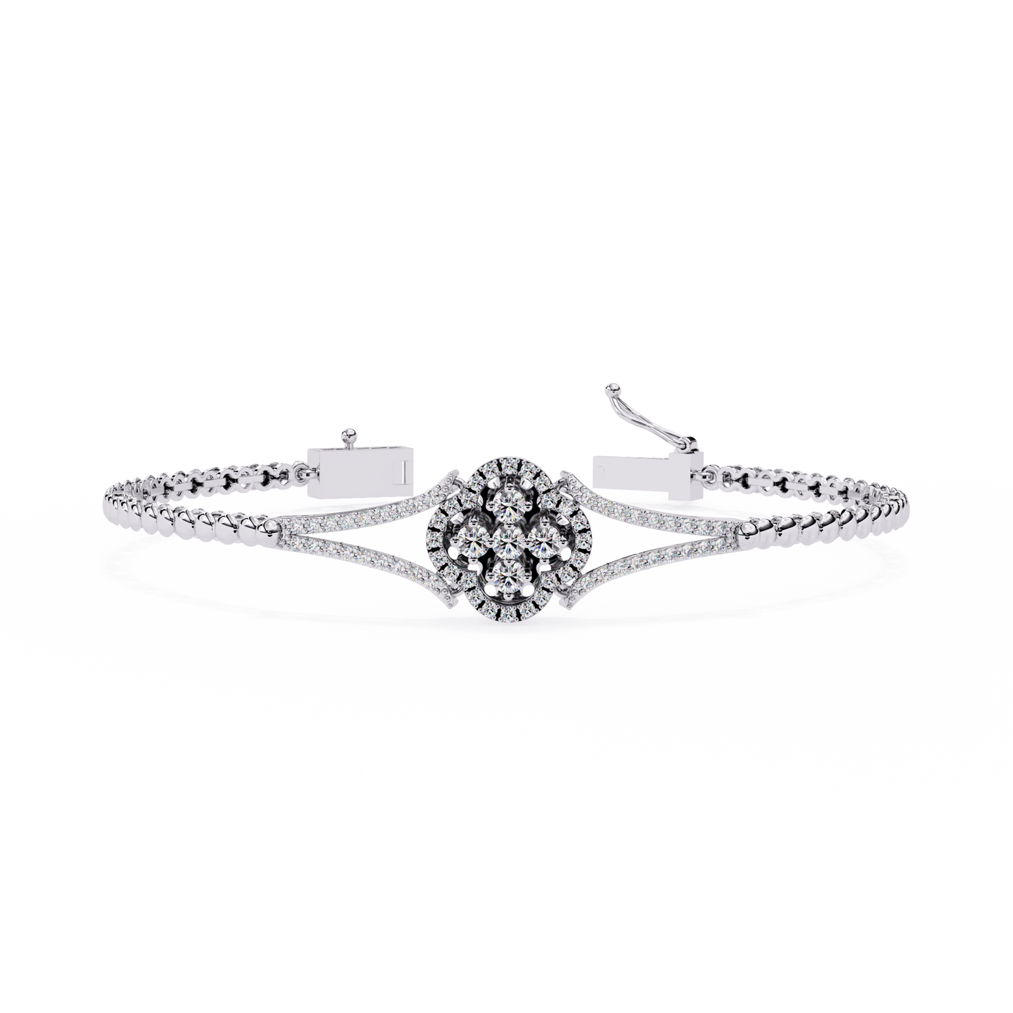 Round Cut Natural Diamond Elegant  Art Deco 10k Solid Yellow Gold Dainty Statement Cuff Bracelet For Women's - HIGHCARAT DIAMONDS