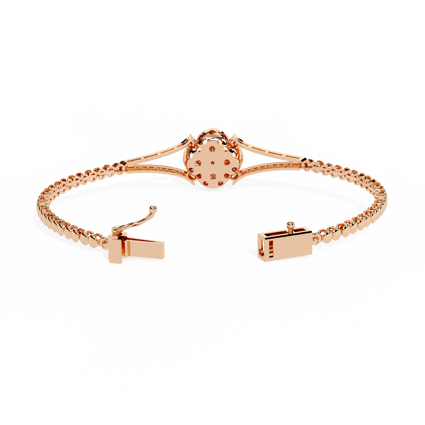 Round Cut Natural Diamond Elegant  Art Deco 10k Solid Yellow Gold Dainty Statement Cuff Bracelet For Women's - HIGHCARAT DIAMONDS