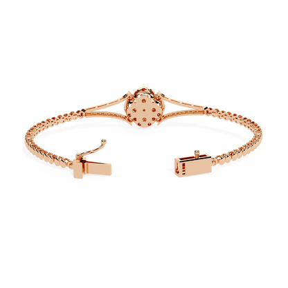 Round Cut Natural Diamond Elegant  Art Deco 10k Solid Yellow Gold Dainty Statement Cuff Bracelet For Women's - HIGHCARAT DIAMONDS