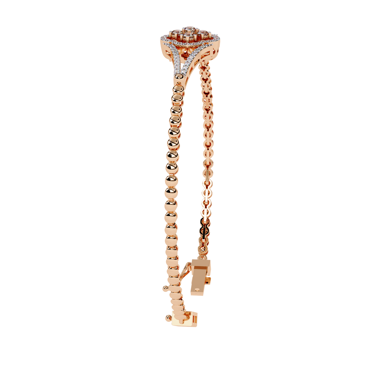 Round Cut Natural Diamond Elegant  Art Deco 10k Solid Yellow Gold Dainty Statement Cuff Bracelet For Women's - HIGHCARAT DIAMONDS