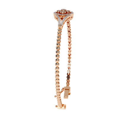 Round Cut Natural Diamond Elegant  Art Deco 10k Solid Yellow Gold Dainty Statement Cuff Bracelet For Women's - HIGHCARAT DIAMONDS