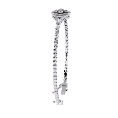 Round Cut Natural Diamond Elegant  Art Deco 10k Solid Yellow Gold Dainty Statement Cuff Bracelet For Women's - HIGHCARAT DIAMONDS