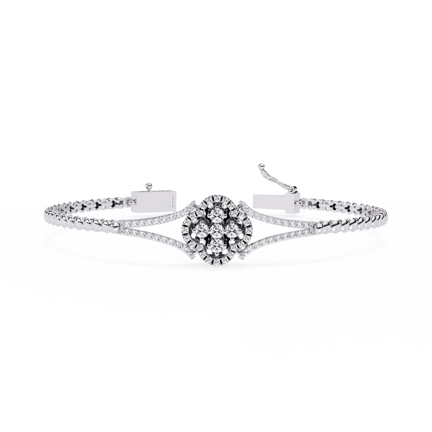 Round Cut Natural Diamond Elegant  Art Deco 10k Solid Yellow Gold Dainty Statement Cuff Bracelet For Women's - HIGHCARAT DIAMONDS