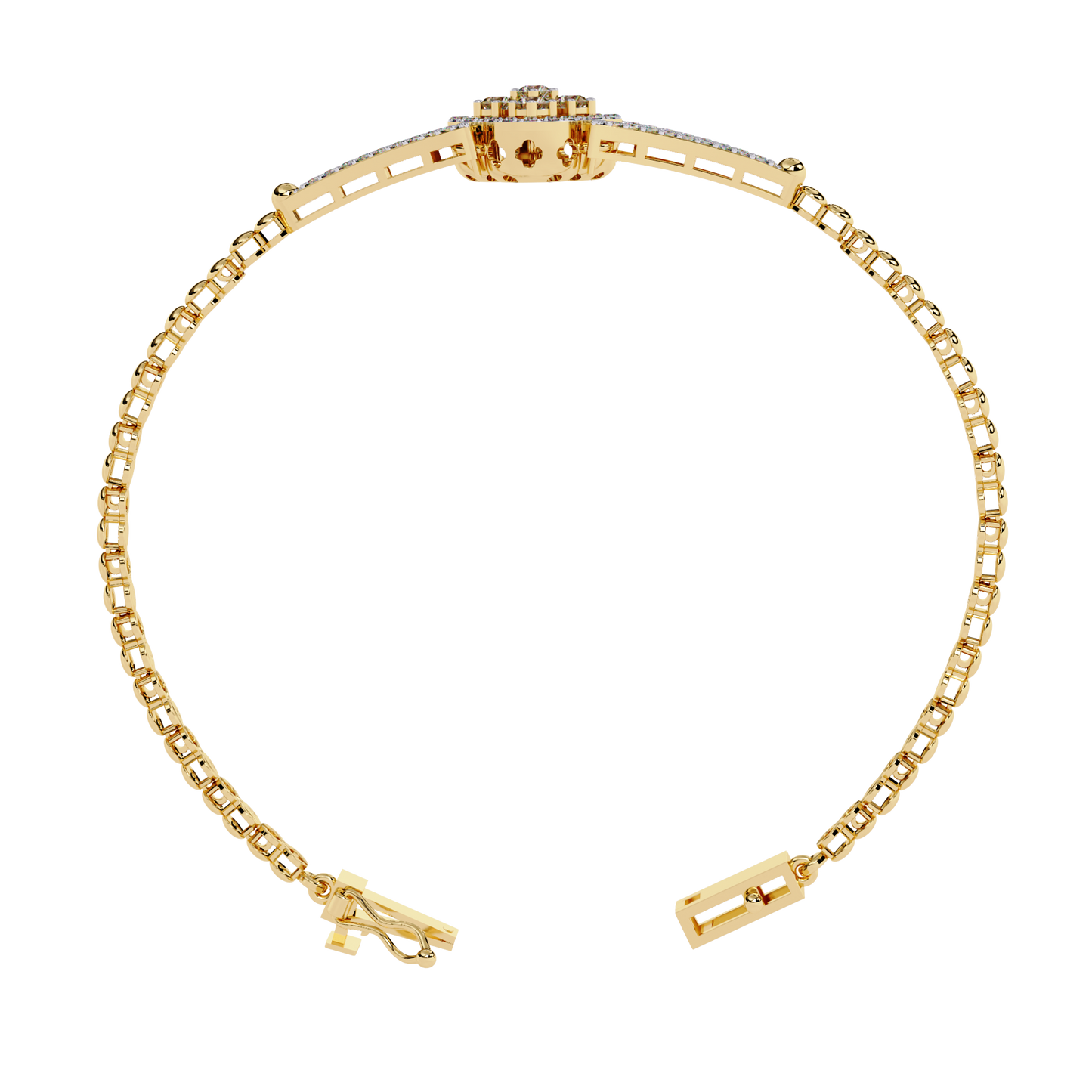 Round Cut Natural Diamond Elegant  Art Deco 10k Solid Yellow Gold Dainty Statement Cuff Bracelet For Women's - HIGHCARAT DIAMONDS