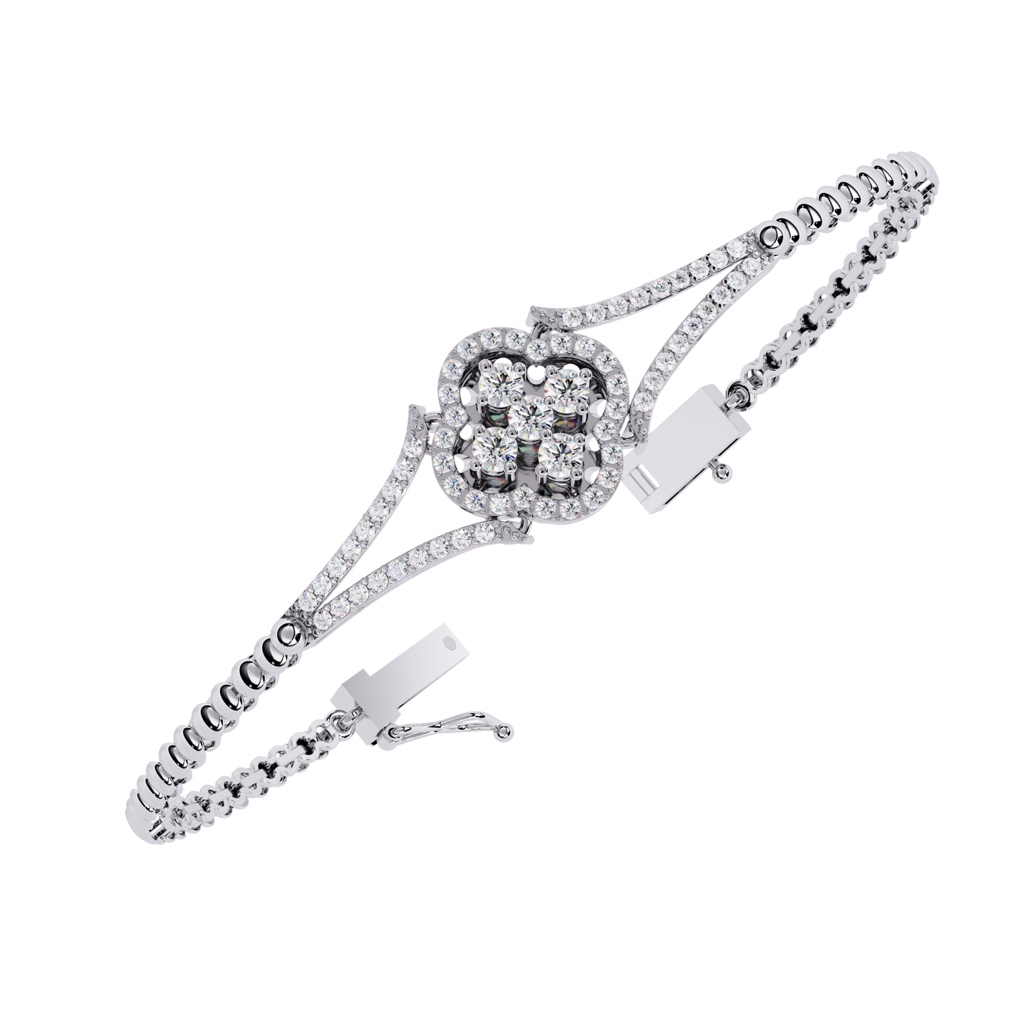 Round Cut Natural Diamond Elegant  Art Deco 10k Solid Yellow Gold Dainty Statement Cuff Bracelet For Women's - HIGHCARAT DIAMONDS