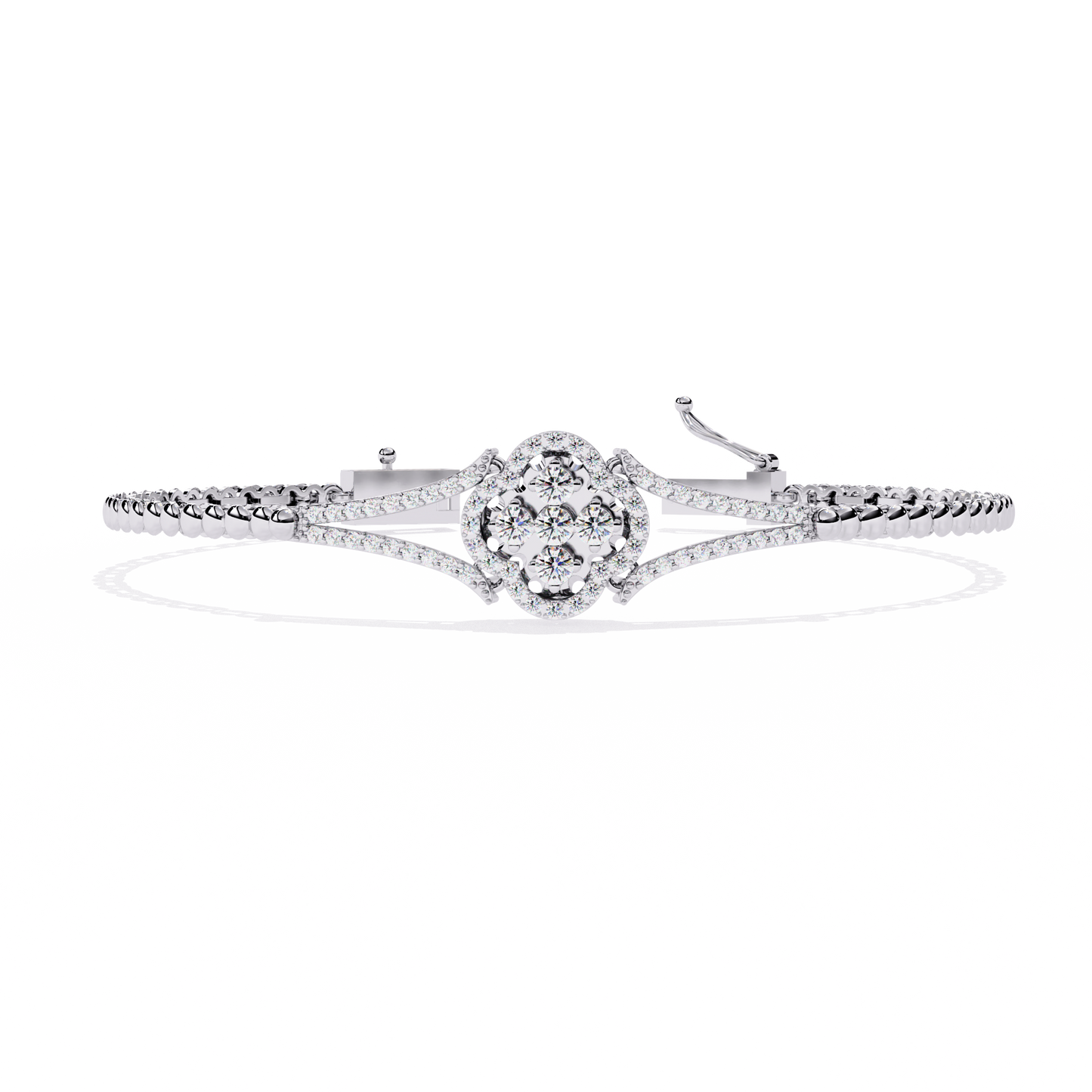 Round Cut Natural Diamond Elegant  Art Deco 10k Solid Yellow Gold Dainty Statement Cuff Bracelet For Women's - HIGHCARAT DIAMONDS