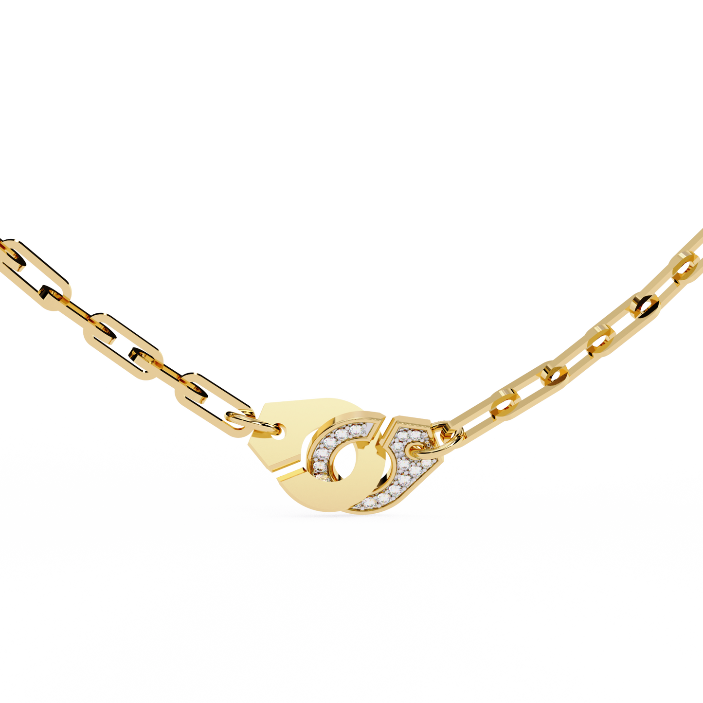 Round Cut Natural & Lab Grown 18k Solid Gold Art Deco Cluster Daily Wear Necklace For Women's - HIGHCARAT DIAMONDS