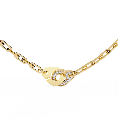 Round Cut Natural & Lab Grown 18k Solid Gold Art Deco Cluster Daily Wear Necklace For Women's - HIGHCARAT DIAMONDS