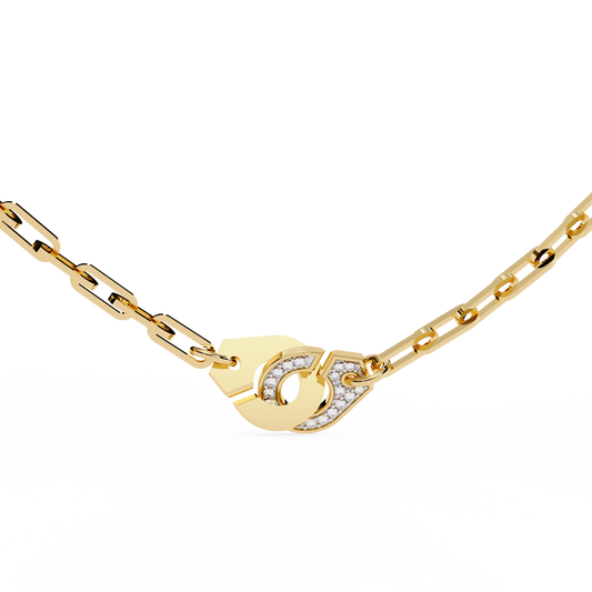 Round Cut Natural & Lab Grown 18k Solid Gold Art Deco Cluster Daily Wear Necklace For Women's - HIGHCARAT DIAMONDS
