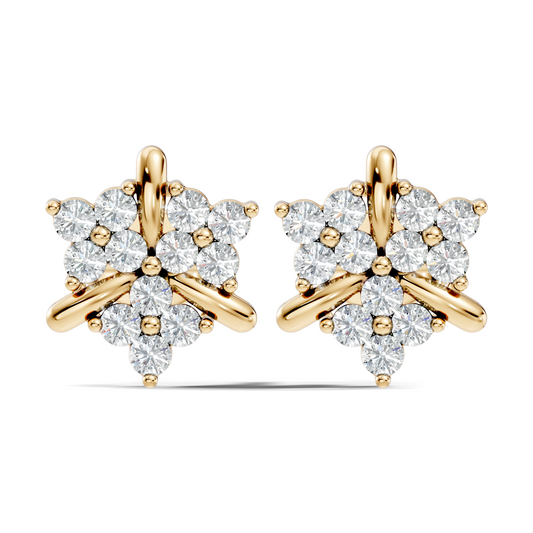 Round Cut Natural & Lab Grown Diamond 14k Solid Gold Stunning Studs Diamond Earrings