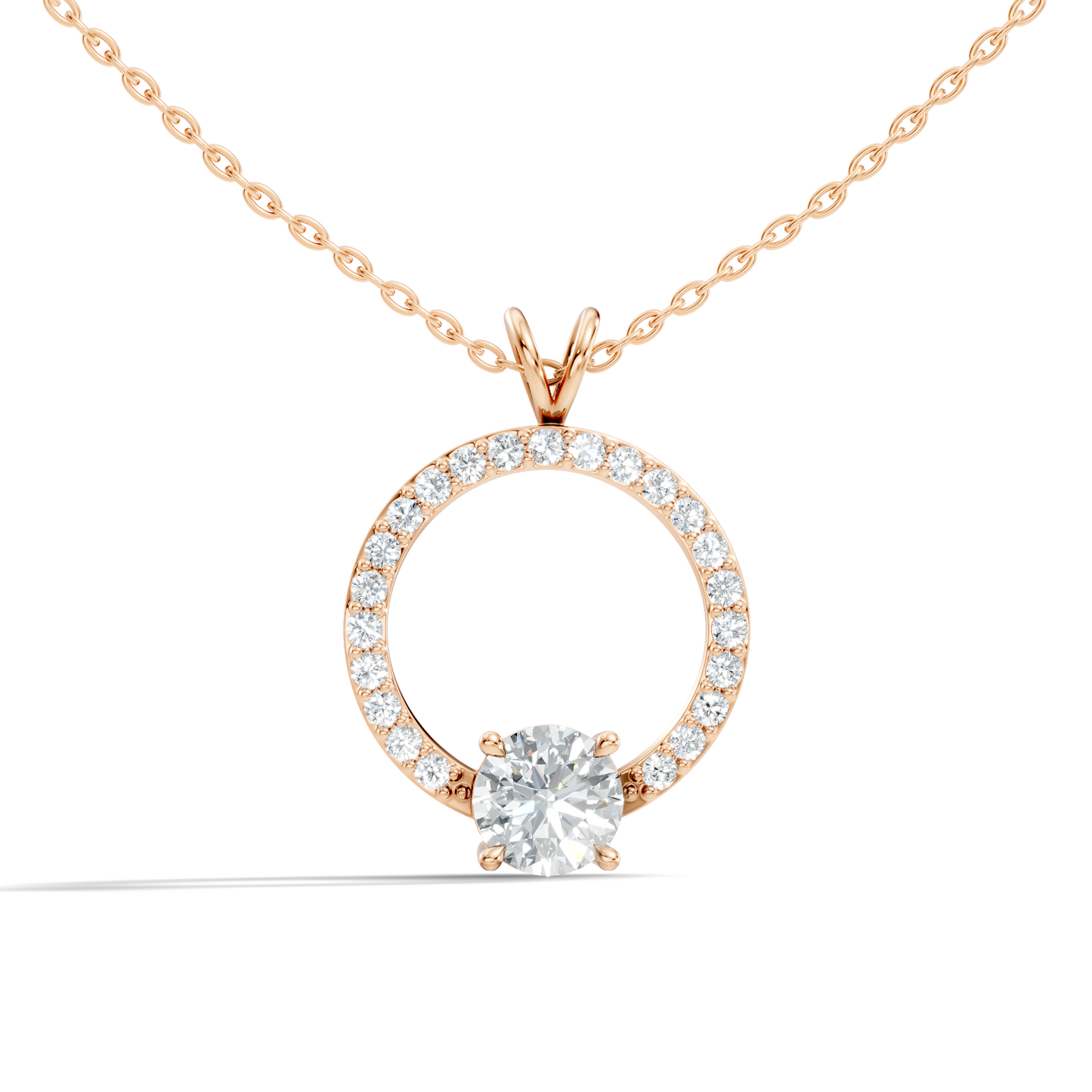 Round Shape Lab Grown Diamond 1.71 Ct 18k Solid White Gold Diamond Pendent For Her - HIGHCARAT DIAMONDS