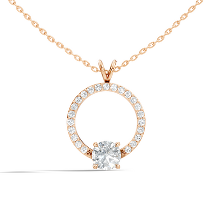 Round Shape Lab Grown Diamond 1.71 Ct 18k Solid White Gold Diamond Pendent For Her - HIGHCARAT DIAMONDS