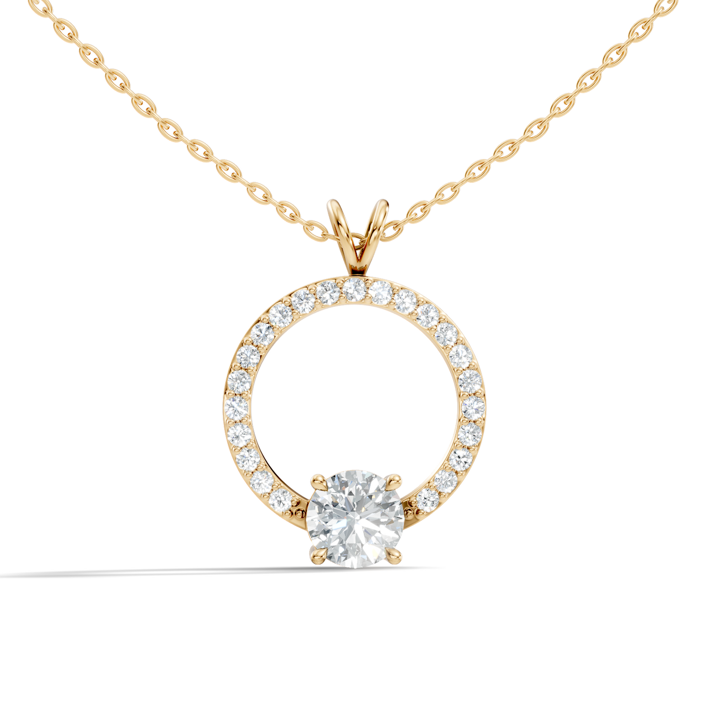Round Shape Lab Grown Diamond 1.71 Ct 18k Solid White Gold Diamond Pendent For Her - HIGHCARAT DIAMONDS
