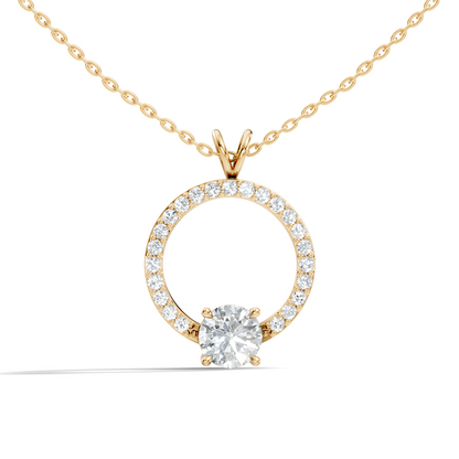 Round Shape Lab Grown Diamond 1.71 Ct 18k Solid White Gold Diamond Pendent For Her - HIGHCARAT DIAMONDS