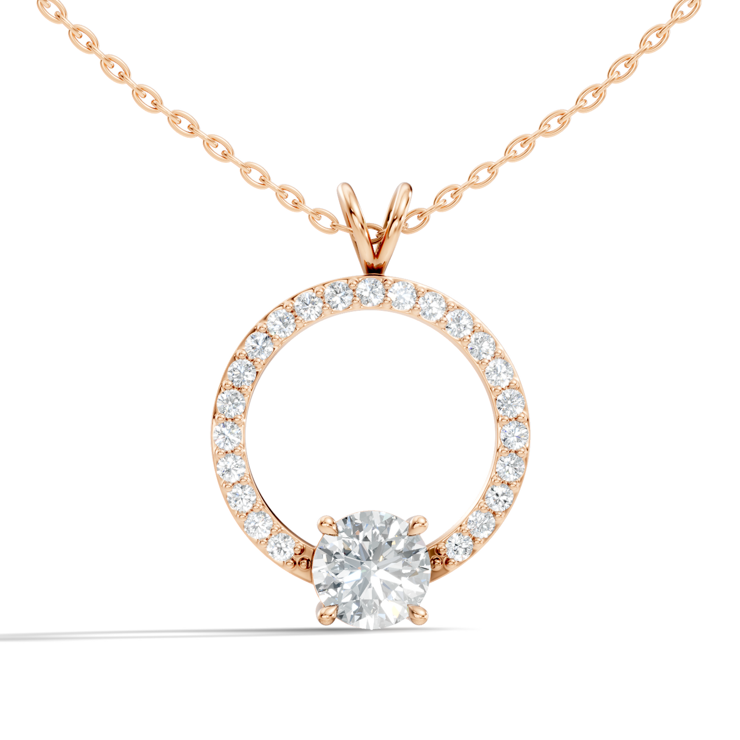 Round Shape Lab Grown Diamond 1.71 Ct 18k Solid White Gold Diamond Pendent For Her - HIGHCARAT DIAMONDS