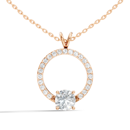 Round Shape Lab Grown Diamond 1.71 Ct 18k Solid White Gold Diamond Pendent For Her - HIGHCARAT DIAMONDS