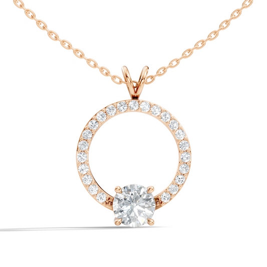 Round Shape Lab Grown Diamond 1.71 Ct 18k Solid White Gold Diamond Pendent For Her - HIGHCARAT DIAMONDS