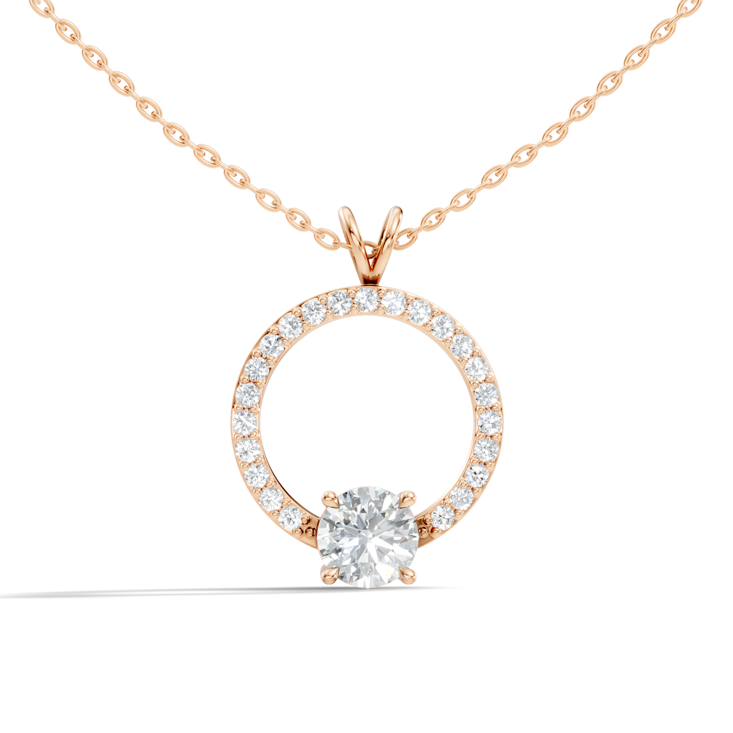 Round Shape Lab Grown Diamond 1.71 Ct 18k Solid White Gold Diamond Pendent For Her - HIGHCARAT DIAMONDS