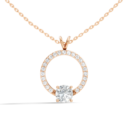 Round Shape Lab Grown Diamond 1.71 Ct 18k Solid White Gold Diamond Pendent For Her - HIGHCARAT DIAMONDS