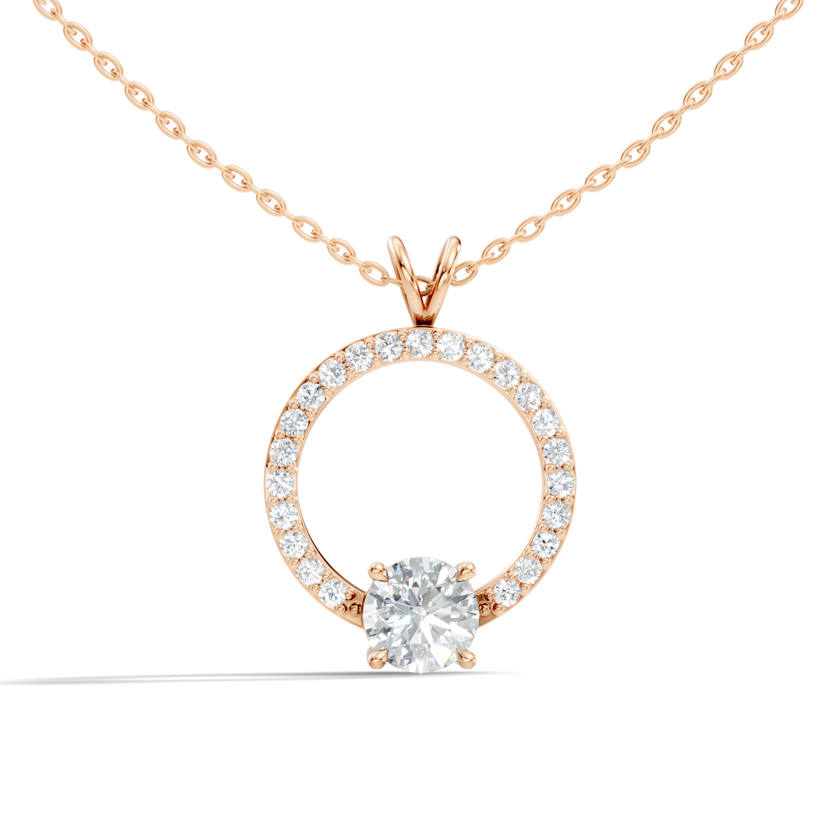 Round Shape Lab Grown Diamond 1.71 Ct 18k Solid White Gold Diamond Pendent For Her - HIGHCARAT DIAMONDS