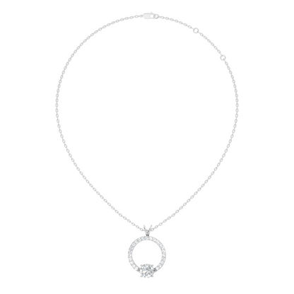 Round Shape Lab Grown Diamond 1.71 Ct 18k Solid White Gold Diamond Pendent For Her - HIGHCARAT DIAMONDS
