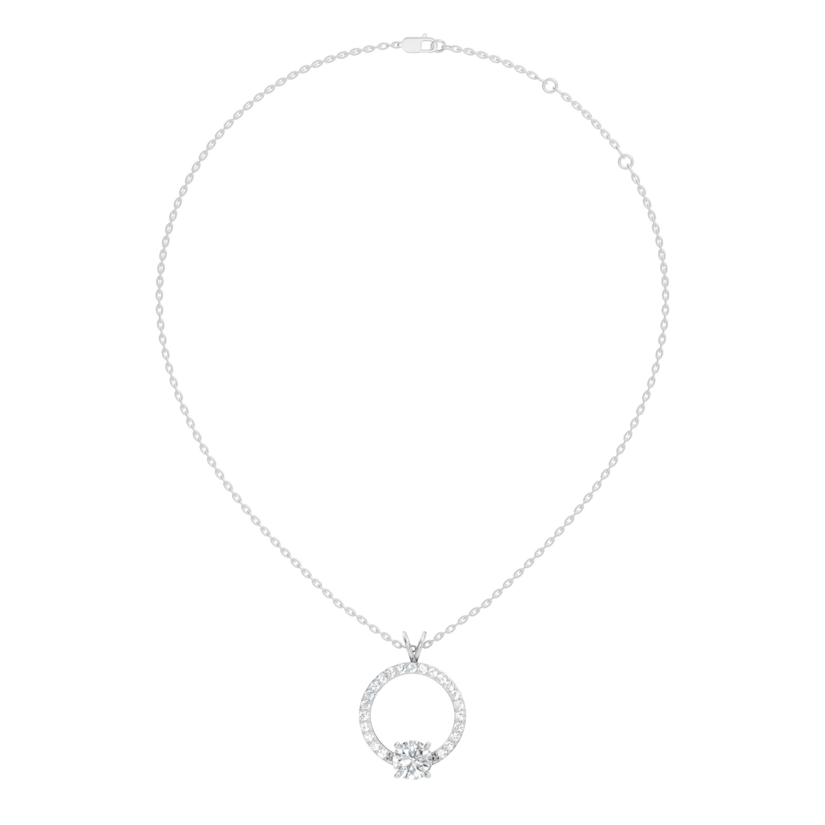 Round Shape Lab Grown Diamond 1.71 Ct 18k Solid White Gold Diamond Pendent For Her - HIGHCARAT DIAMONDS
