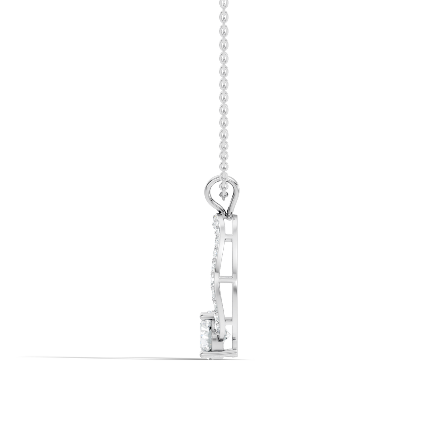 Round Shape Lab Grown Diamond 1.71 Ct 18k Solid White Gold Diamond Pendent For Her - HIGHCARAT DIAMONDS