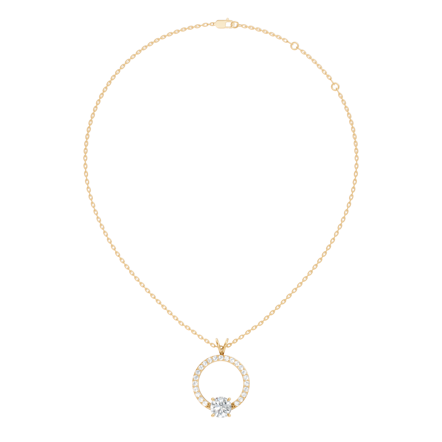 Round Shape Lab Grown Diamond 1.71 Ct 18k Solid White Gold Diamond Pendent For Her - HIGHCARAT DIAMONDS