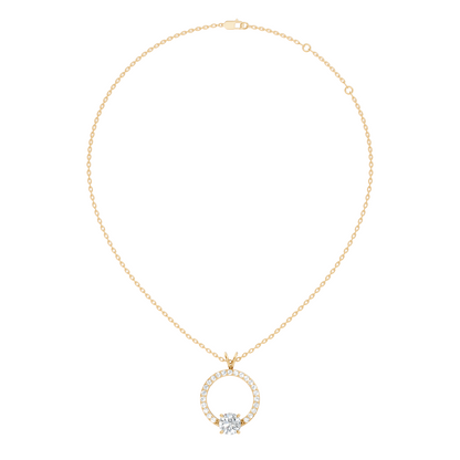 Round Shape Lab Grown Diamond 1.71 Ct 18k Solid White Gold Diamond Pendent For Her - HIGHCARAT DIAMONDS