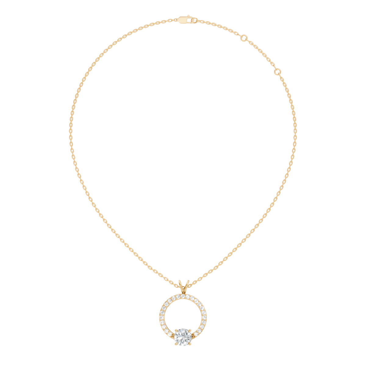 Round Shape Lab Grown Diamond 1.71 Ct 18k Solid White Gold Diamond Pendent For Her - HIGHCARAT DIAMONDS