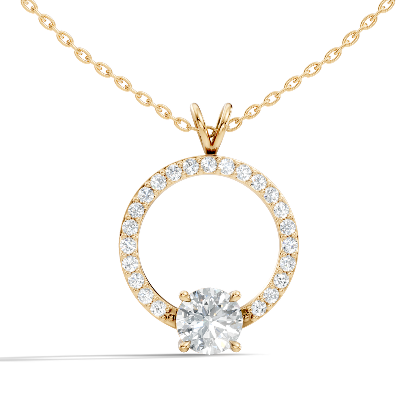 Round Shape Lab Grown Diamond 1.71 Ct 18k Solid White Gold Diamond Pendent For Her - HIGHCARAT DIAMONDS