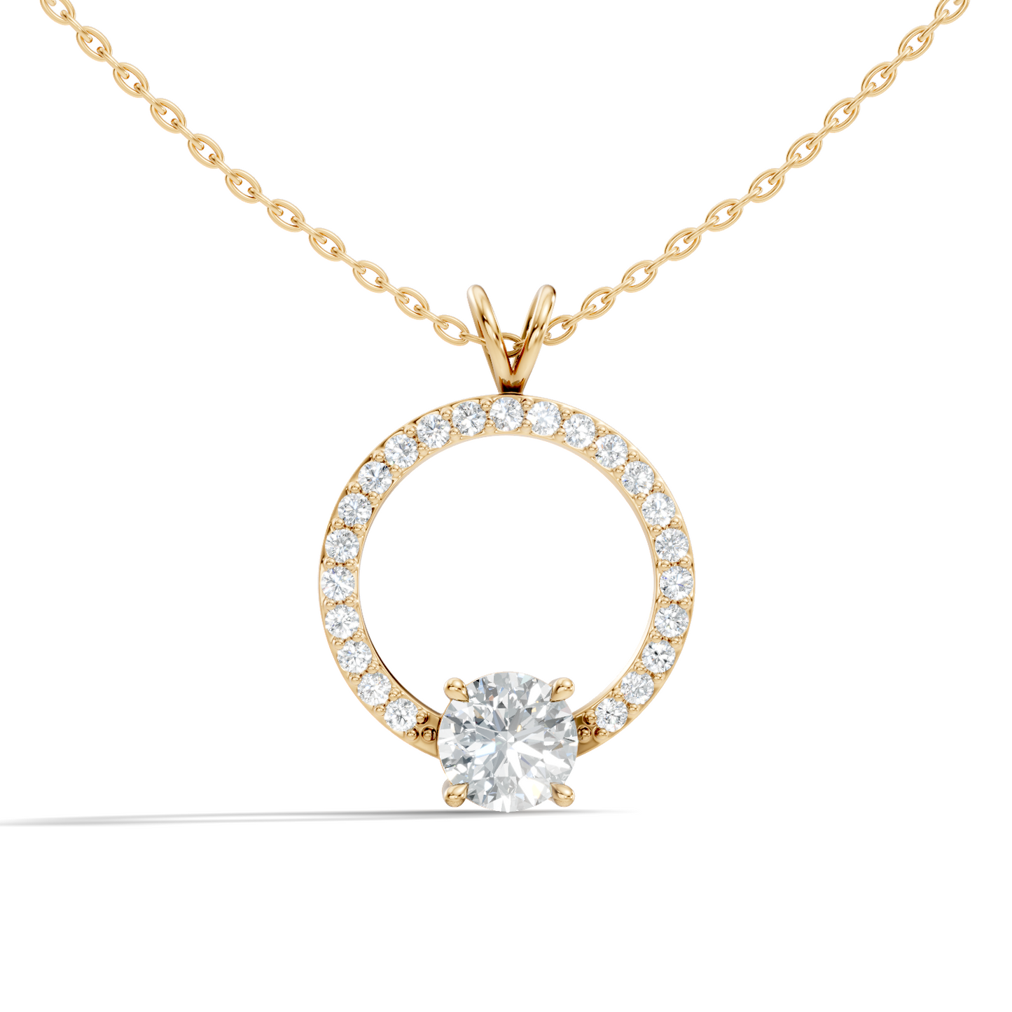 Round Shape Lab Grown Diamond 1.71 Ct 18k Solid White Gold Diamond Pendent For Her - HIGHCARAT DIAMONDS