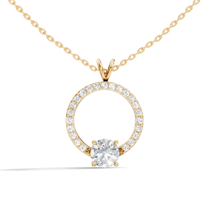 Round Shape Lab Grown Diamond 1.71 Ct 18k Solid White Gold Diamond Pendent For Her - HIGHCARAT DIAMONDS