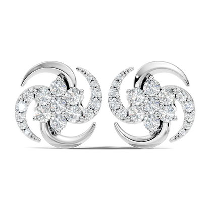 Timeless 14K Solid Rose Gold Floral Swirl Diamond Stud Earrings Everyday To Party Wear - HIGHCARAT DIAMONDS