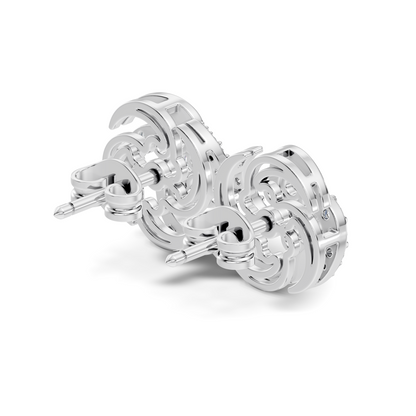 Timeless 14K Solid Rose Gold Floral Swirl Diamond Stud Earrings Everyday To Party Wear - HIGHCARAT DIAMONDS