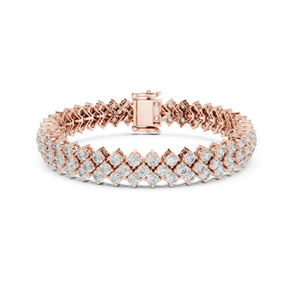 6.00Ct Round Cut Top Grade Diamond Elegant Three Row Prong Set Classic Wedding Tennis Bracelet For Women's - HIGHCARAT DIAMONDS