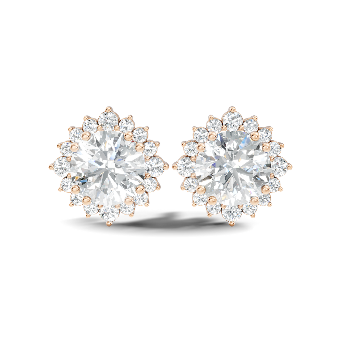 2.02 Round Shape Lab Grown Sparkling Diamond Stud Earrings For Women In 14K Solid Gold - HIGHCARAT DIAMONDS