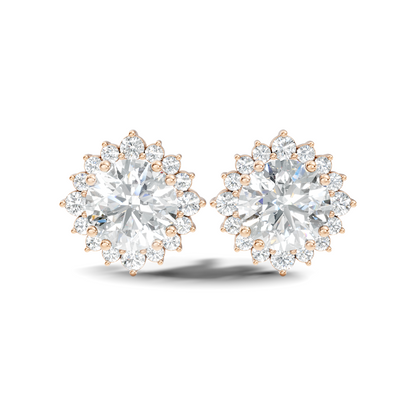 2.02 Round Shape Lab Grown Sparkling Diamond Stud Earrings For Women In 14K Solid Gold - HIGHCARAT DIAMONDS