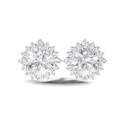2.02 Round Shape Lab Grown Sparkling Diamond Stud Earrings For Women In 14K Solid Gold - HIGHCARAT DIAMONDS