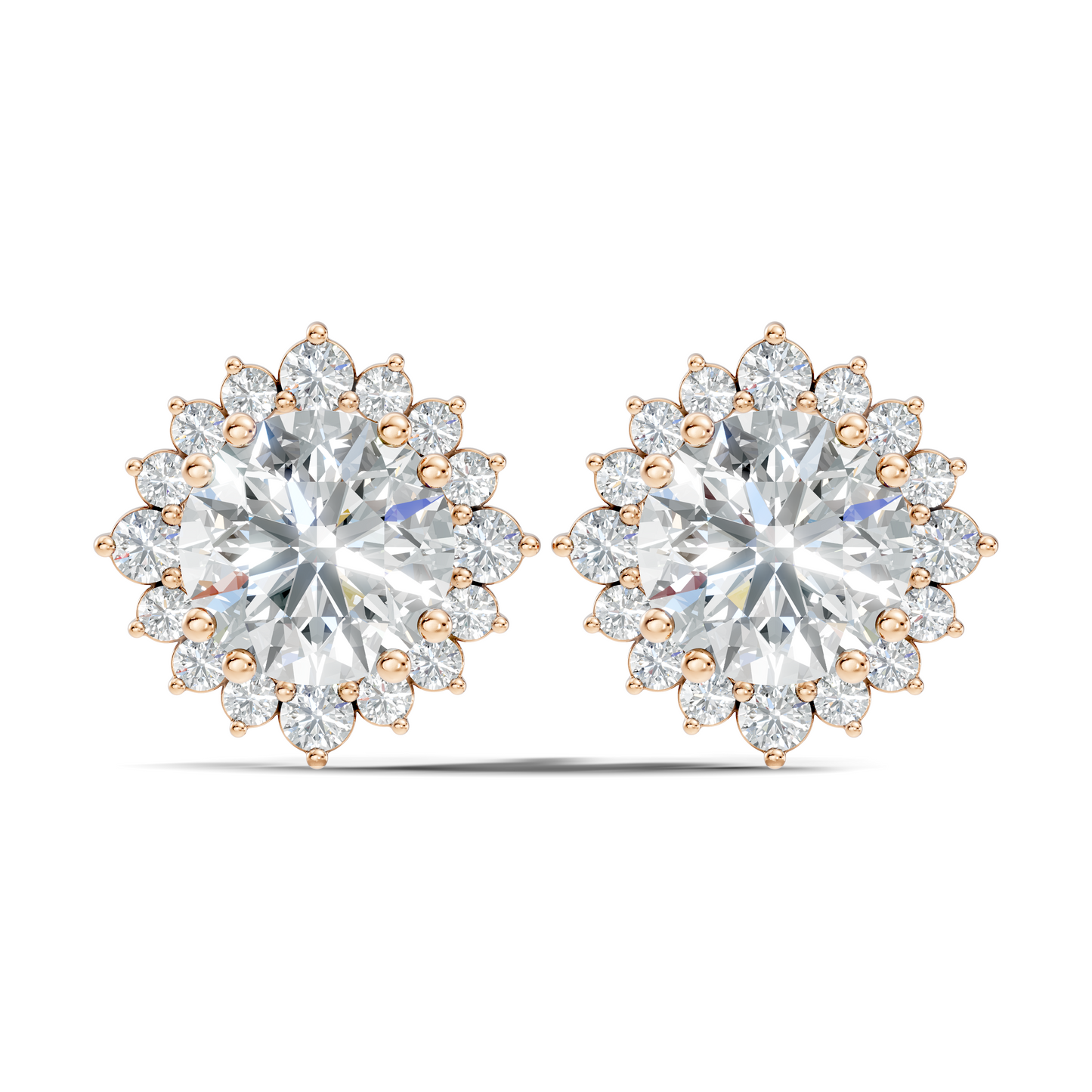 2.02 Round Shape Lab Grown Sparkling Diamond Stud Earrings For Women In 14K Solid Gold - HIGHCARAT DIAMONDS