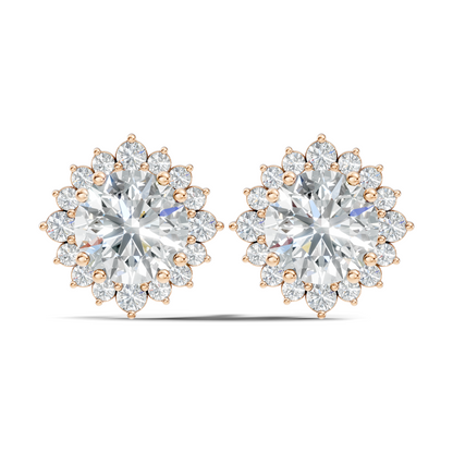 2.02 Round Shape Lab Grown Sparkling Diamond Stud Earrings For Women In 14K Solid Gold - HIGHCARAT DIAMONDS