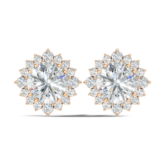 2.02 Round Shape Lab Grown Sparkling Diamond Stud Earrings For Women In 14K Solid Gold - HIGHCARAT DIAMONDS