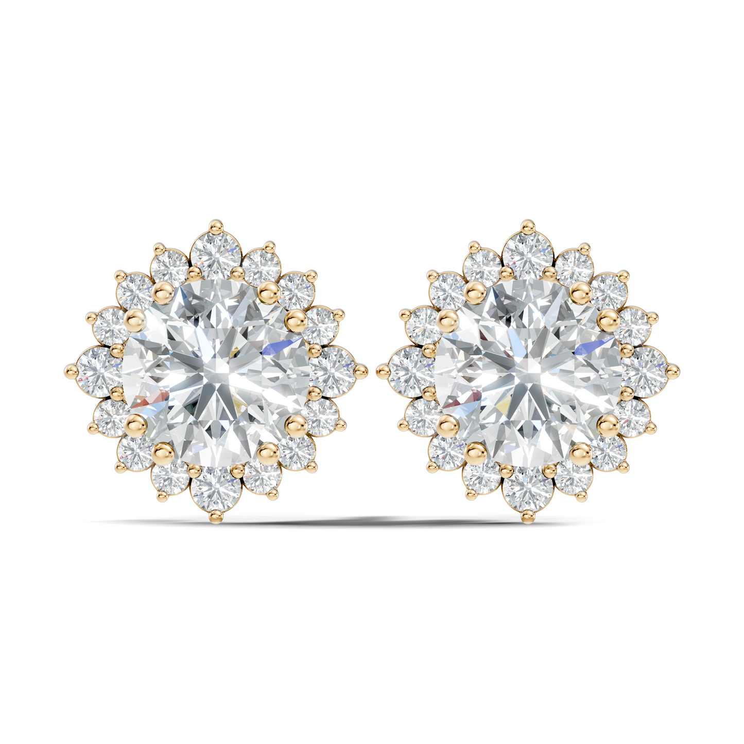 2.02 Round Shape Lab Grown Sparkling Diamond Stud Earrings For Women In 14K Solid Gold - HIGHCARAT DIAMONDS