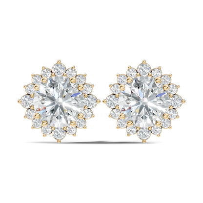 2.02 Round Shape Lab Grown Sparkling Diamond Stud Earrings For Women In 14K Solid Gold - HIGHCARAT DIAMONDS