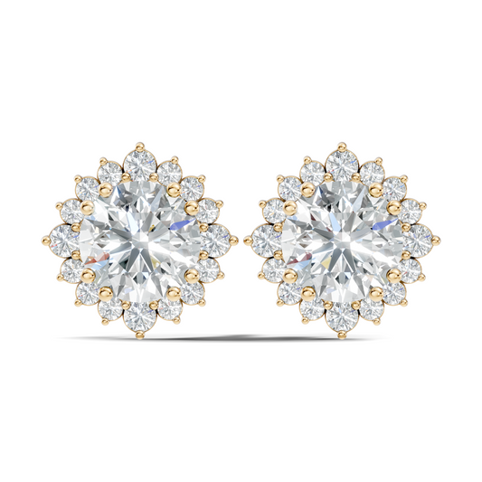2.02 Round Shape Lab Grown Sparkling Diamond Stud Earrings For Women In 14K Solid Gold - HIGHCARAT DIAMONDS