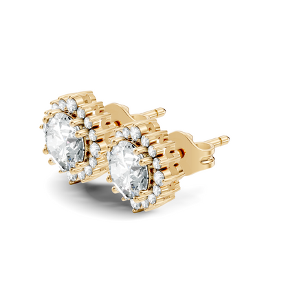 2.02 Round Shape Lab Grown Sparkling Diamond Stud Earrings For Women In 14K Solid Gold - HIGHCARAT DIAMONDS