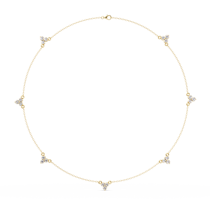 Round Cut Rose Gold Lab Gown Station Diamond Necklace - HIGHCARAT DIAMONDS